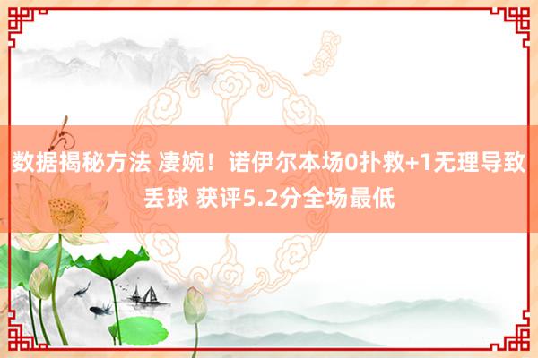 数据揭秘方法 凄婉！诺伊尔本场0扑救+1无理导致丢球 获评5.2分全场最低