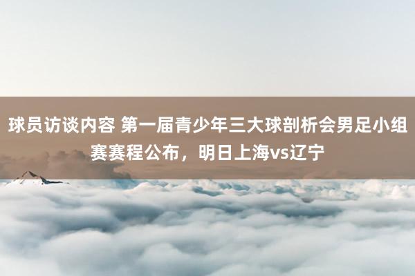 球员访谈内容 第一届青少年三大球剖析会男足小组赛赛程公布，明日上海vs辽宁