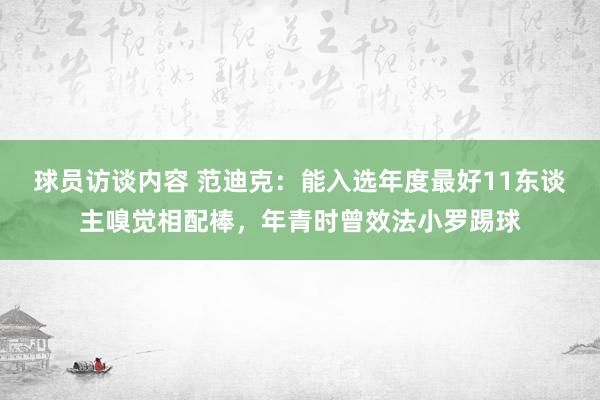 球员访谈内容 范迪克：能入选年度最好11东谈主嗅觉相配棒，年青时曾效法小罗踢球