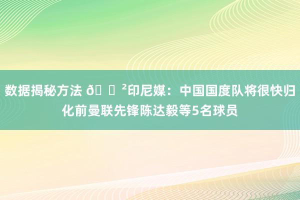 数据揭秘方法 😲印尼媒：中国国度队将很快归化前曼联先锋陈达毅等5名球员