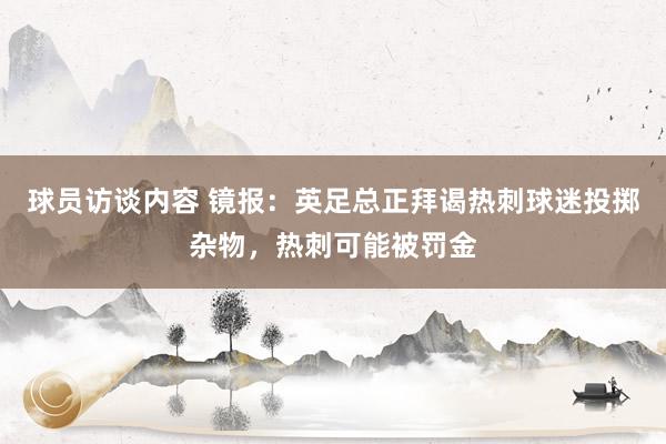 球员访谈内容 镜报：英足总正拜谒热刺球迷投掷杂物，热刺可能被罚金