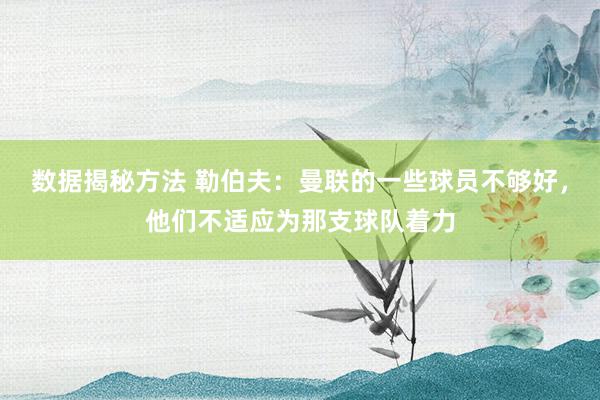 数据揭秘方法 勒伯夫：曼联的一些球员不够好，他们不适应为那支球队着力