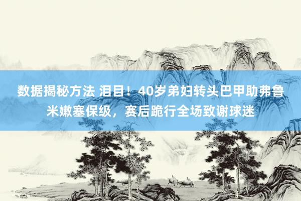 数据揭秘方法 泪目！40岁弟妇转头巴甲助弗鲁米嫩塞保级，赛后跪行全场致谢球迷