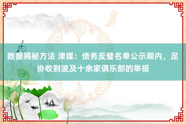 数据揭秘方法 津媒：债务反璧名单公示期内，足协收到波及十余家俱乐部的举报