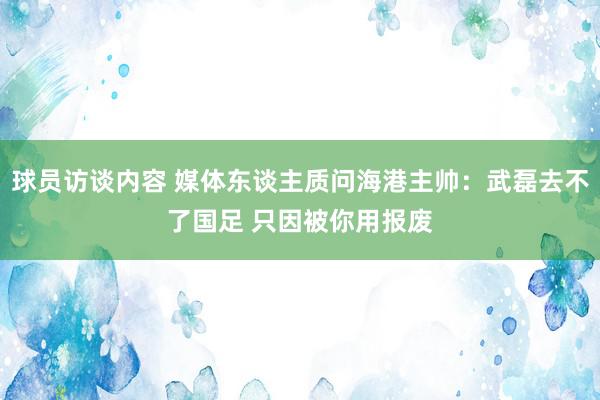 球员访谈内容 媒体东谈主质问海港主帅：武磊去不了国足 只因被你用报废