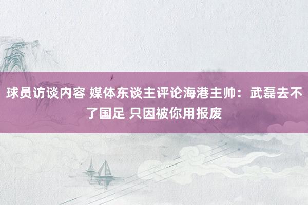 球员访谈内容 媒体东谈主评论海港主帅：武磊去不了国足 只因被你用报废